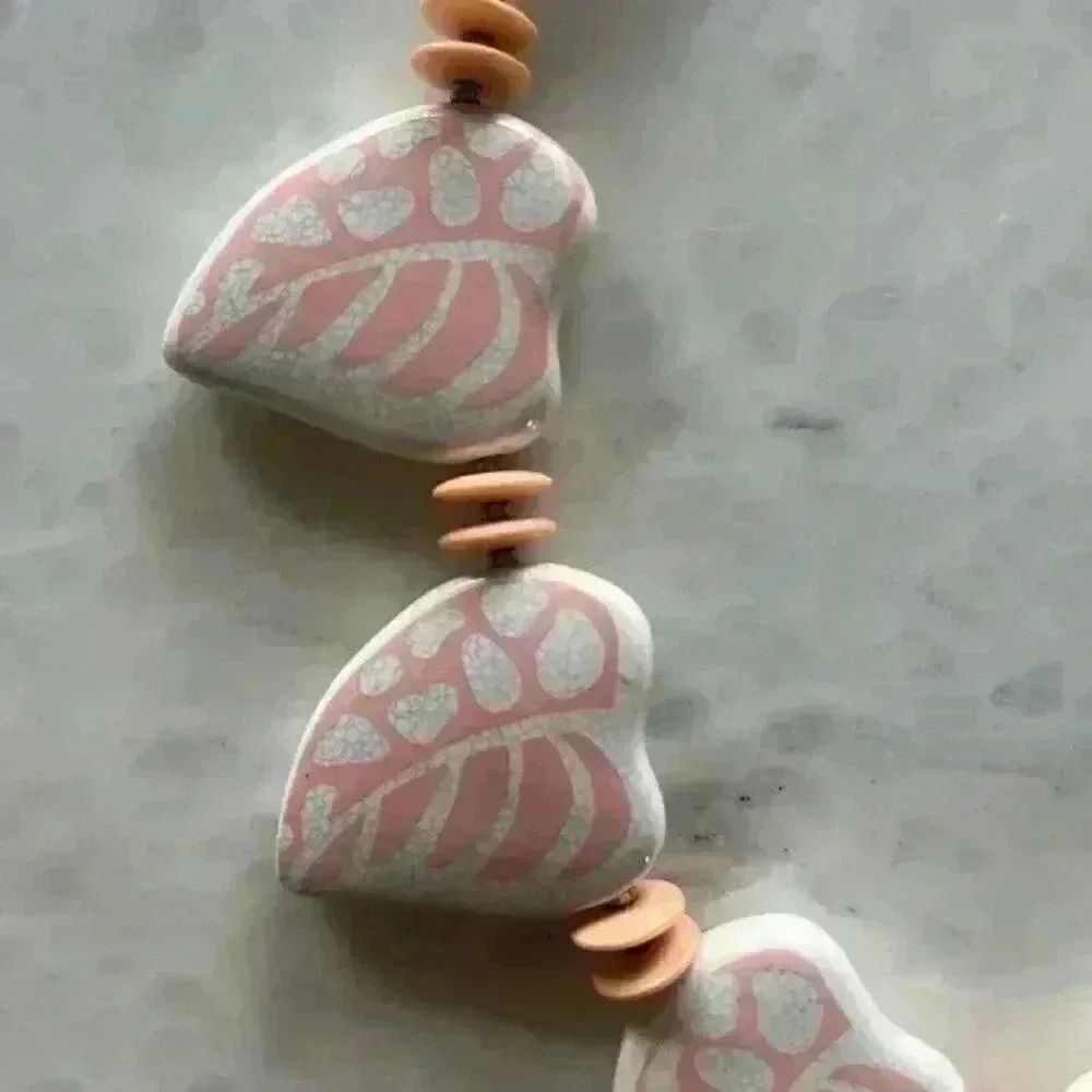 Ceramic Leaf Shaped Statement Necklace Japan 70’s… - image 3